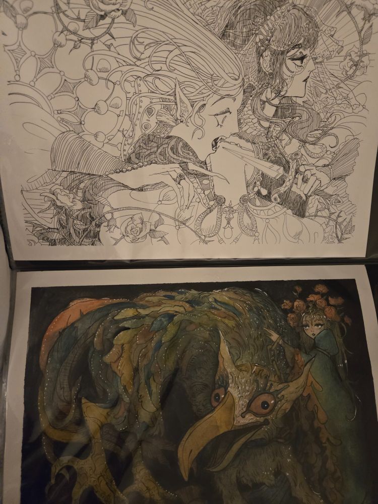 Snippet of original drawings and paintings in my binder!