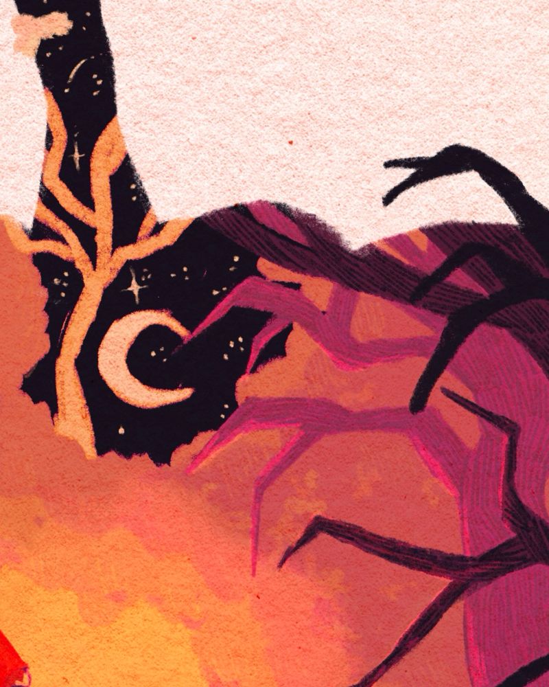 A detail closeup of the digital artwork