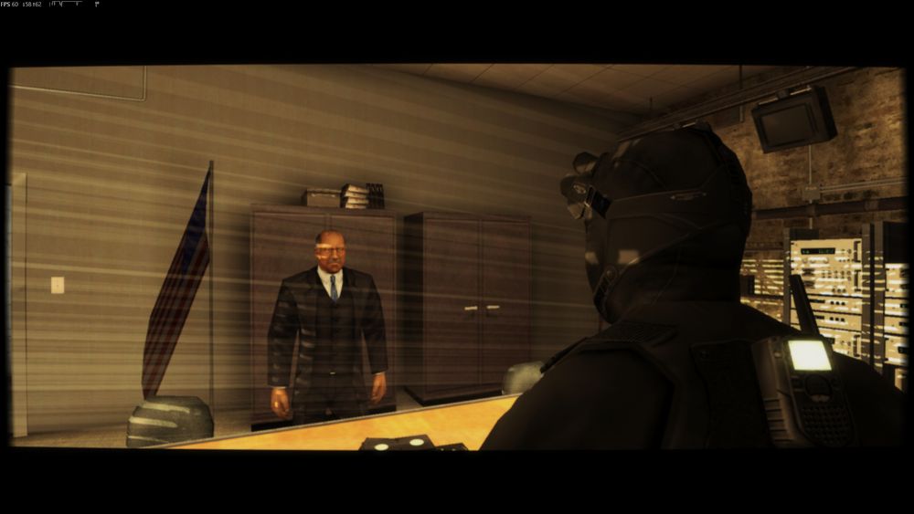 screenshot from the cutscene of the training level in tom clancy's splinter cell