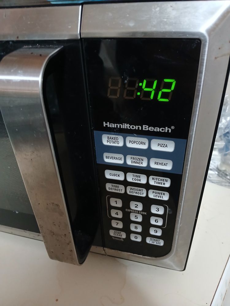 A microwave with 42 as the time.