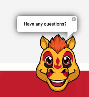 Floating head of the mascot of the Calgary Wranglers which is a golden horse head with flames. It is asking 