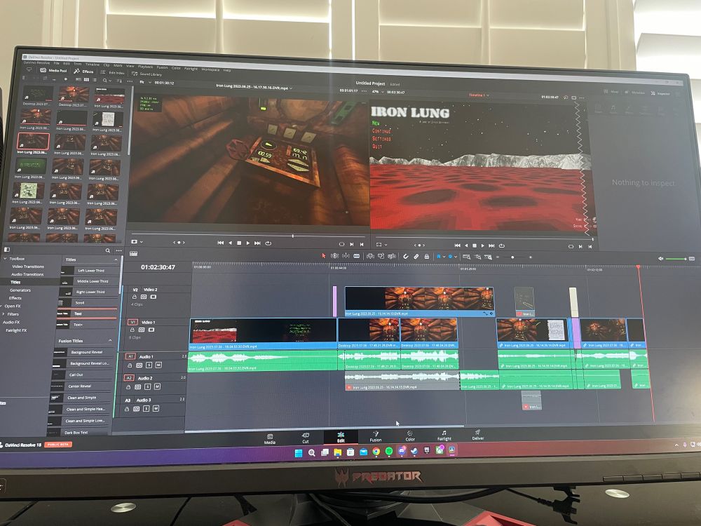 a davinci resolve video editing timeline