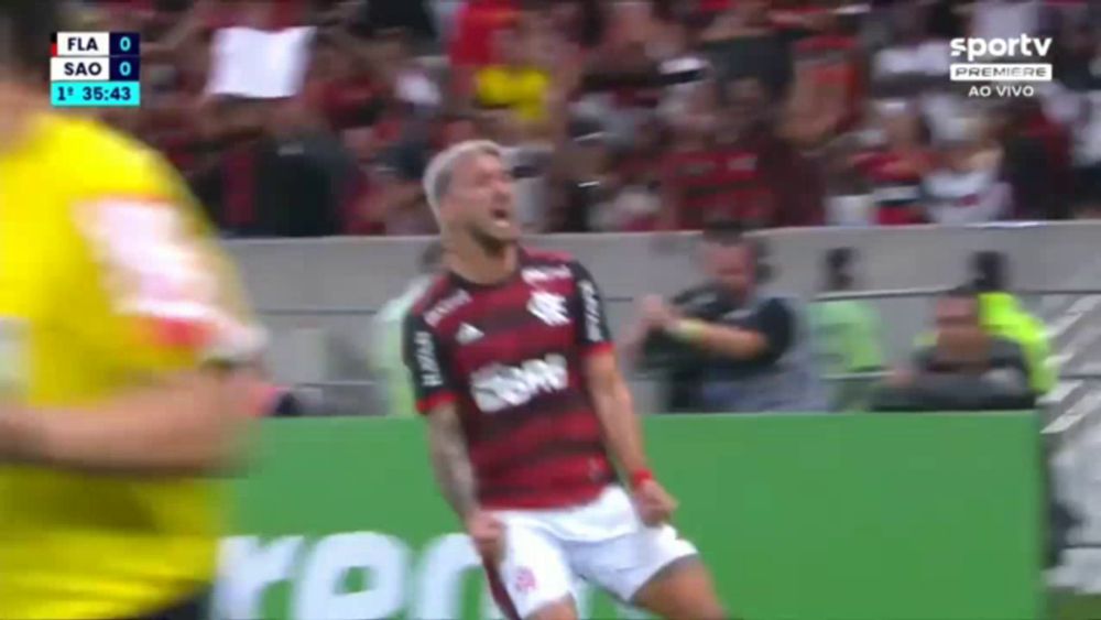 a soccer player is celebrating a goal during a game on sport tv