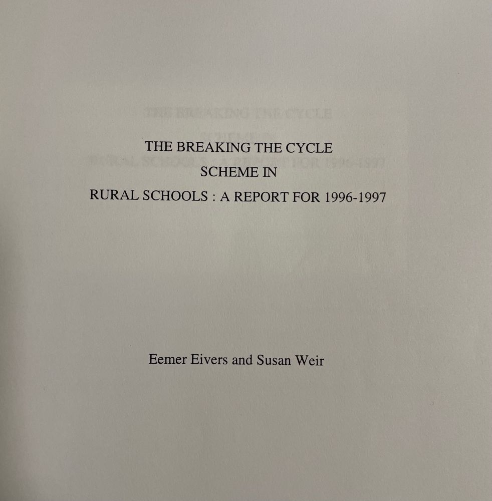 Cover of report from 1997 about the Breaking the Cycle initiative 