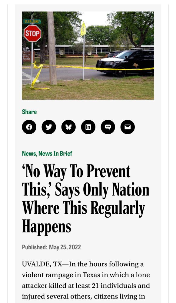 The Onion: “'No Way To Prevent This, Says Only Nation Where This Regularly Happens”