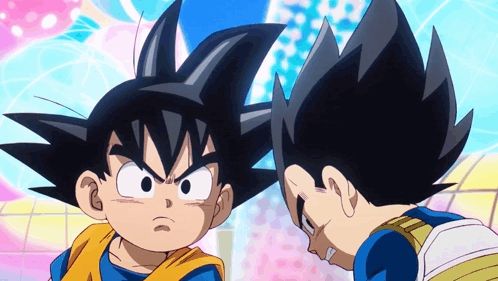 a cartoon of a boy named goku and a boy named vegeta