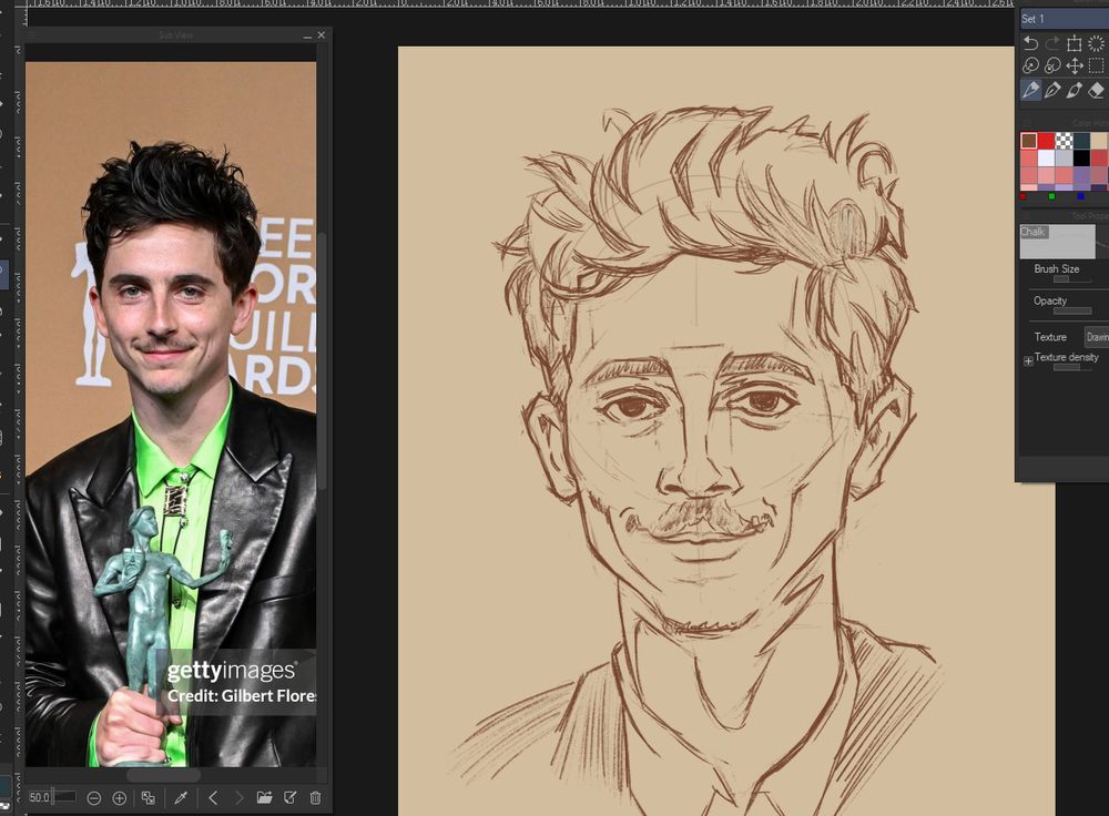 WIP Sketch of Timothy Chalamet