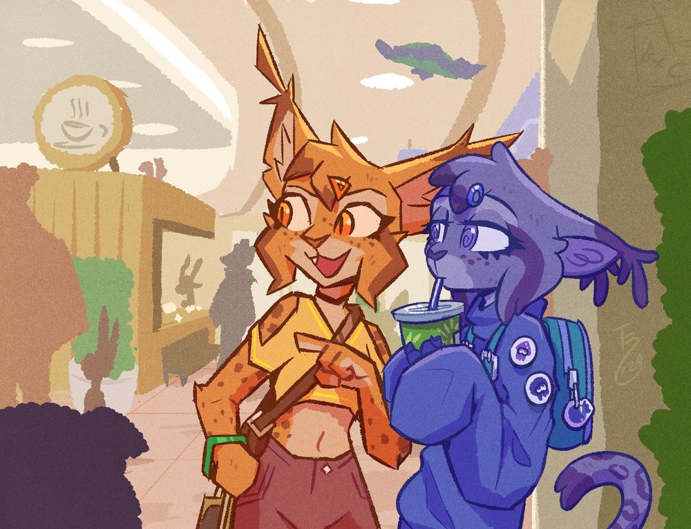 Carrot (left) and Berry (right) hanging out at a mall