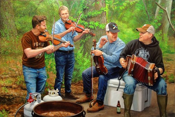 "Ton papa ressemble un éléphant", 24" x 36", oil on masonite. All rights held by the artist, Herb Roe © 2016. 