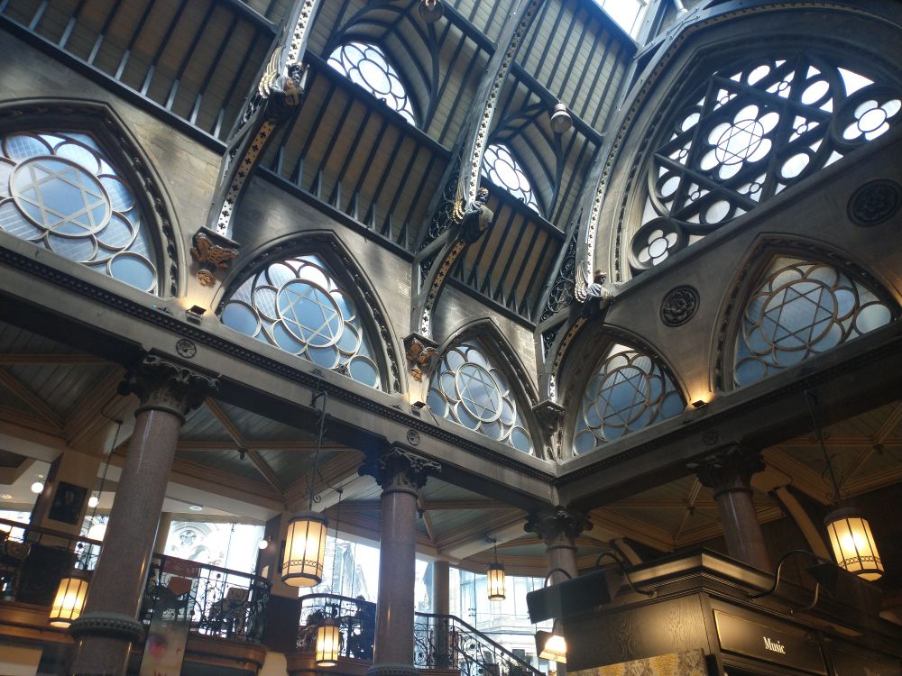 The magnificent interior of Waterstones Bradford (formerly the Wool Exchange). 