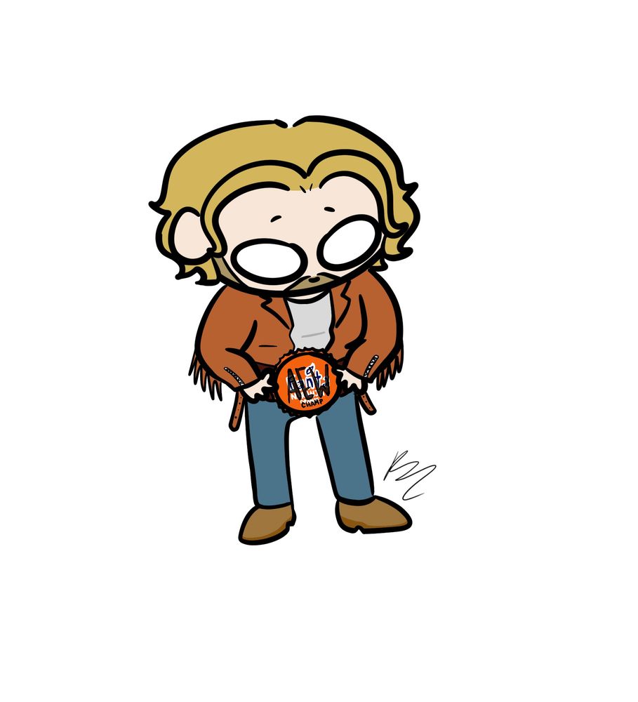 small, cartoonish hangman page with a bottle cap championship belt