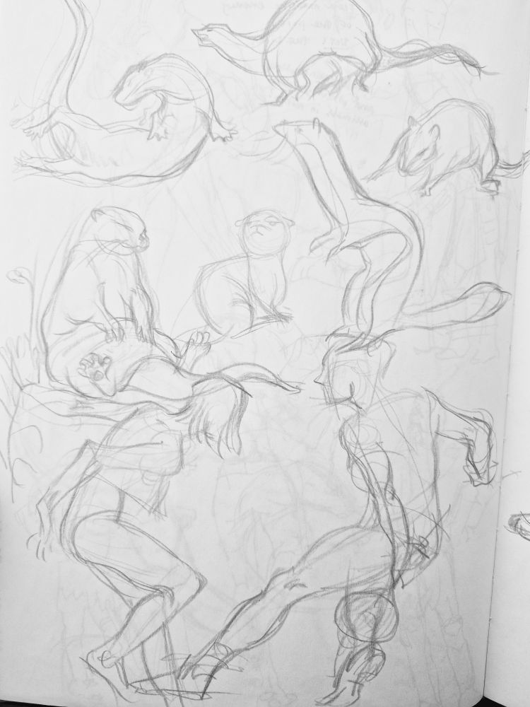 Gesture drawing of animals and people 