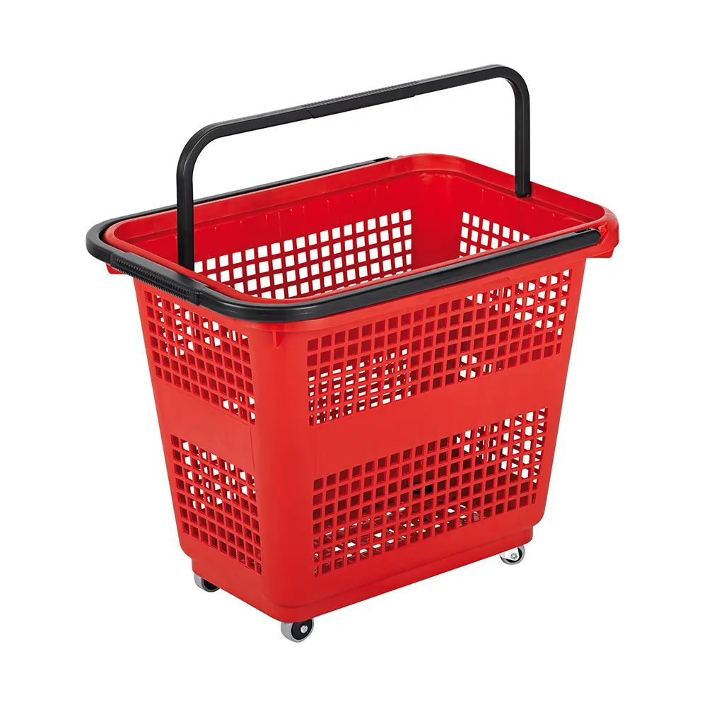 Image of a rolling plastic basket.