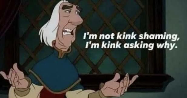 Character from little mermaid with the text "Im not kink shaming, Im kink asking why."