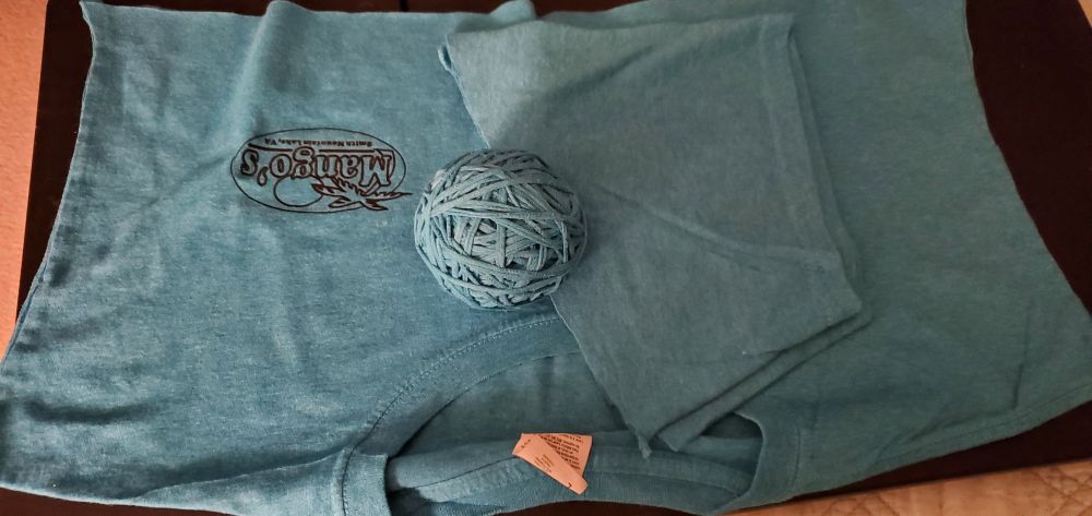 T-shirt upcycle in progress