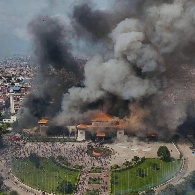 Parliament burning
