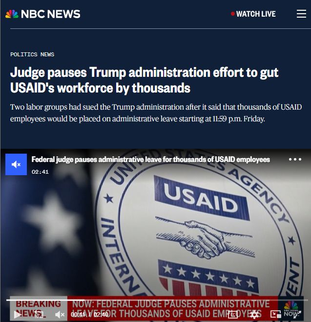 US Judge pauses Trump administration effort to gut USAID's workforce by thousands
