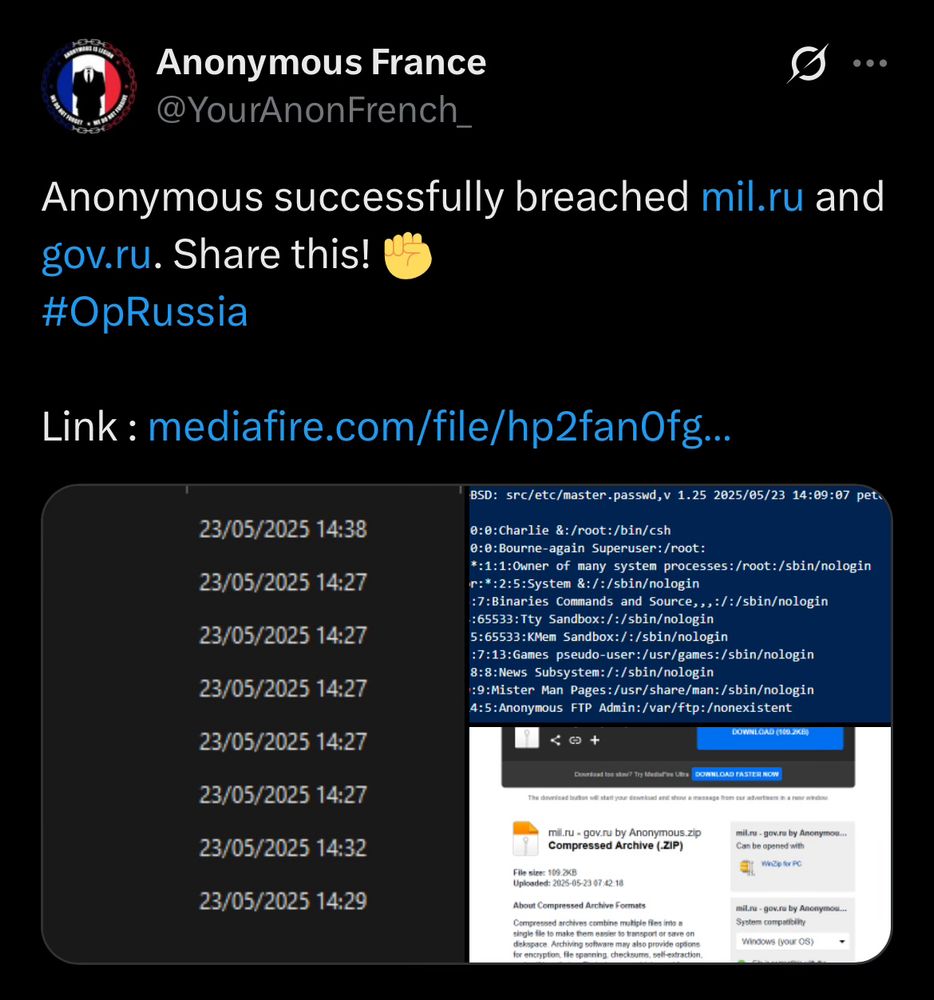 Anonymous hack of Russia