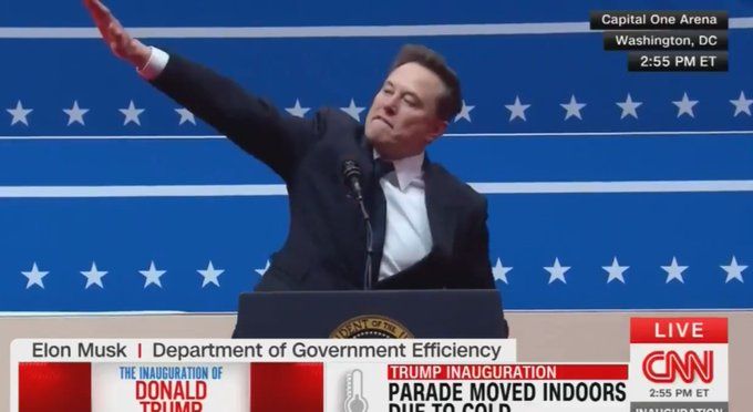 US Oligarch Elon Musk doing Nazi salute