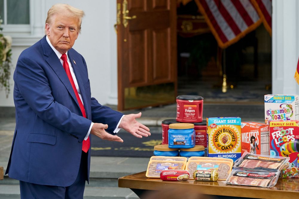 Trump showing off the food he’s making unaffordable 