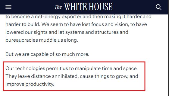 Our technologies permit us to manipulate time and space. They leave distance annihilated, cause things to grow, and improve productivity.