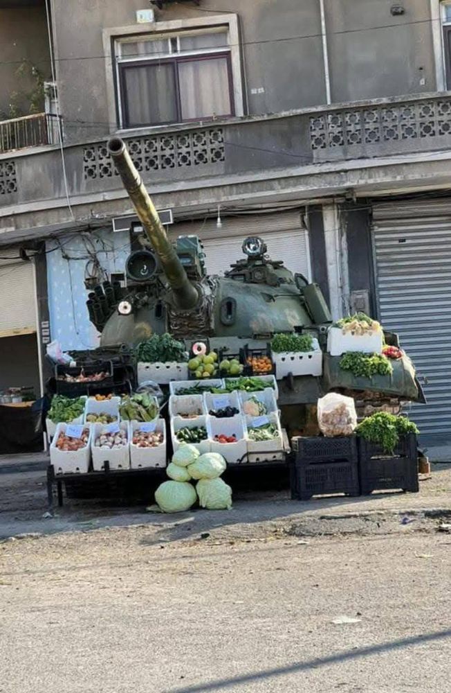 Tank turned into a produce stall