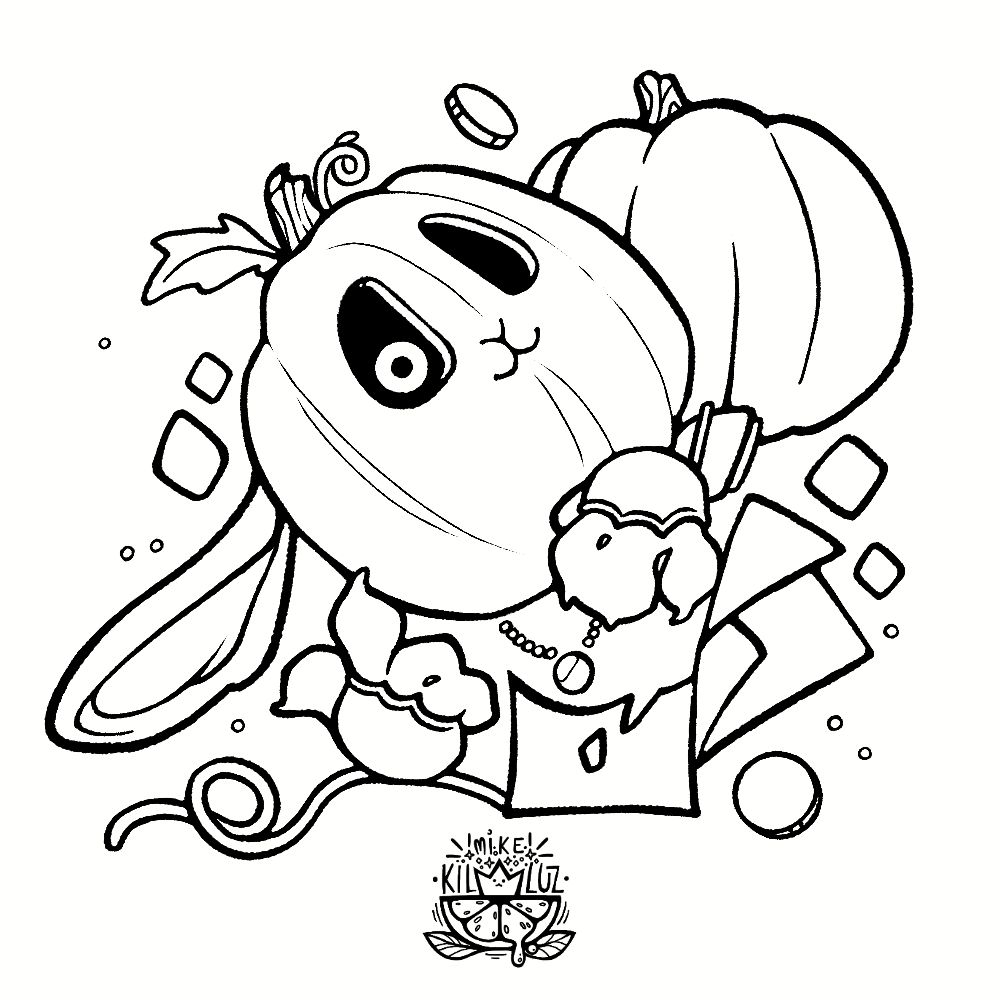 Semi abstract lineart of a hare character wearing a pumpkin head!

#artfight #pumpkinhead #hare #furry