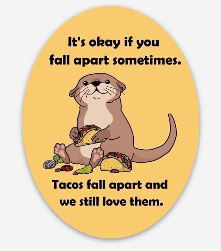 It’s okay if you fall apart sometimes. Tacos fall apart and we still love them.
