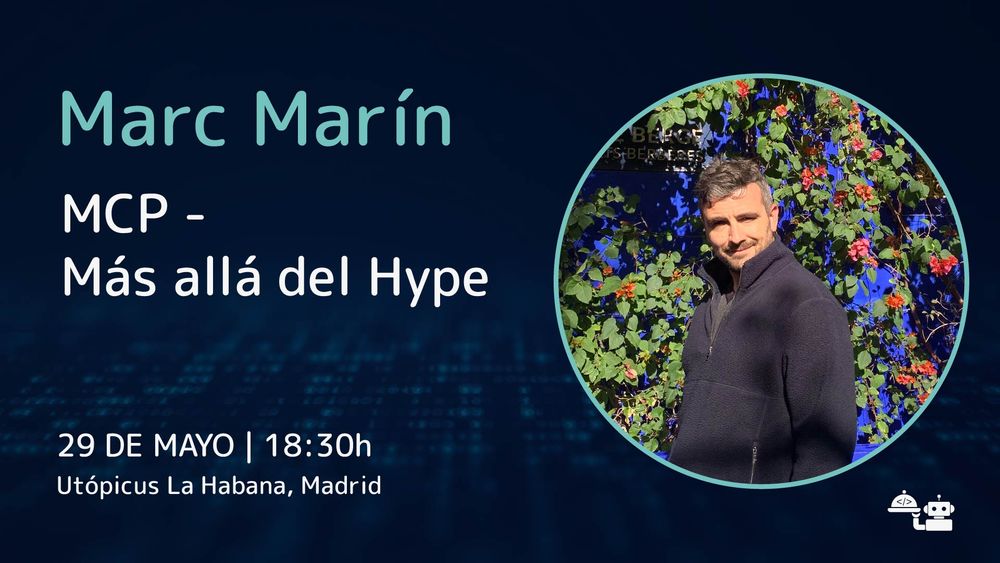 Un cartel en el que pone: Marc Marín, MCP- Más allá del hype. 29 de mayo a las 18:30 horas, Utopicus La Habana, Madrid.