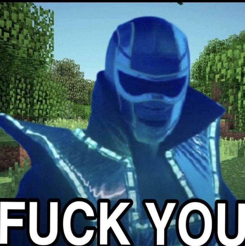 A meme of AEW wrestler Hologram with the words "FUCK YOU" front and center.