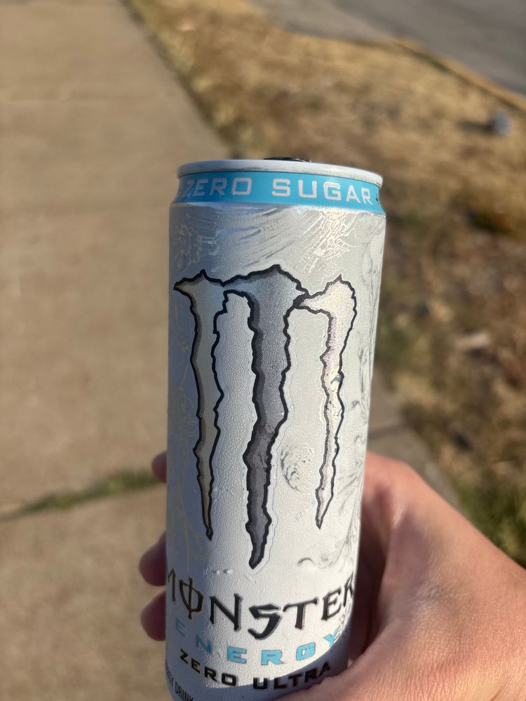 A can of monster zero energy, a beverage of choice for many a transfem