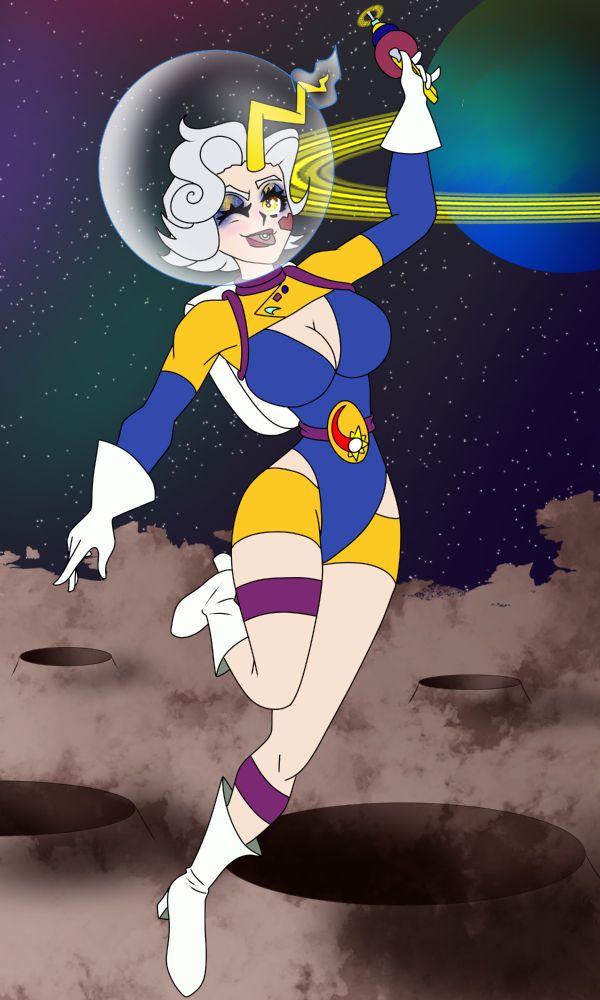 GoldieVDemon..... INNNNNN SPAAAAAAAAACE!!!!!! It's a Retro Futuristic Pin up of Goldie