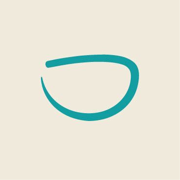 A teal brushstroke on a beige background indicating a bowl.