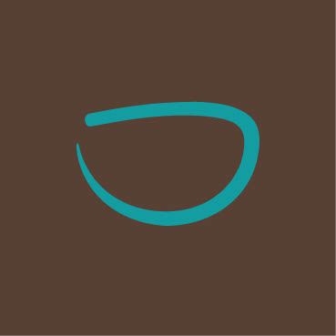 A teal brushstroke on a brown background indicating a bowl.