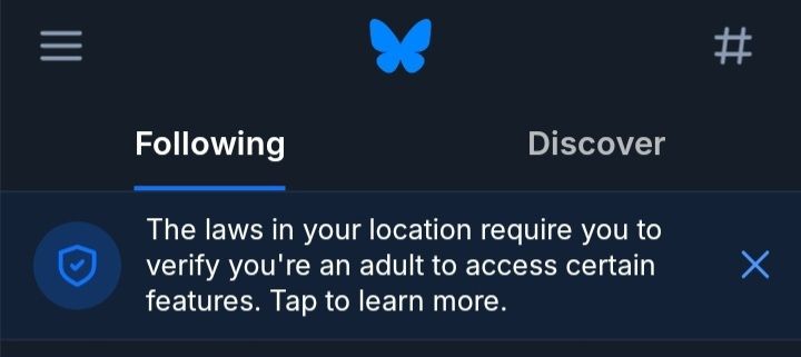 bluesky notification saying i have to verify im an adult to access certain features 