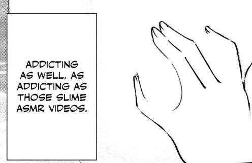 manga panel of a woman describing touching another womans breast: "addicting as well. as addicting as those slime asmr videos"