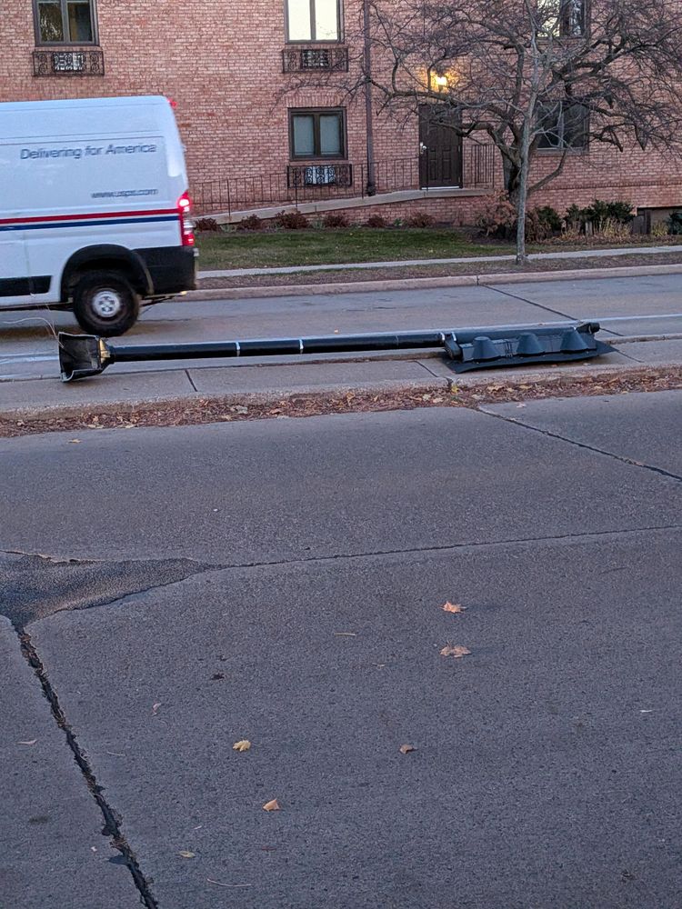 A fallen traffic light