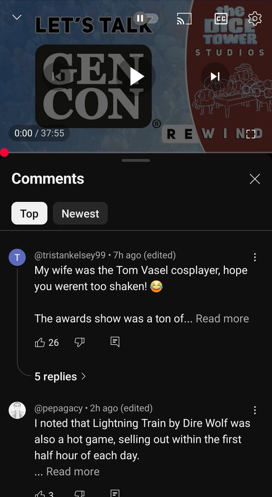 Screenshot of YouTube comments