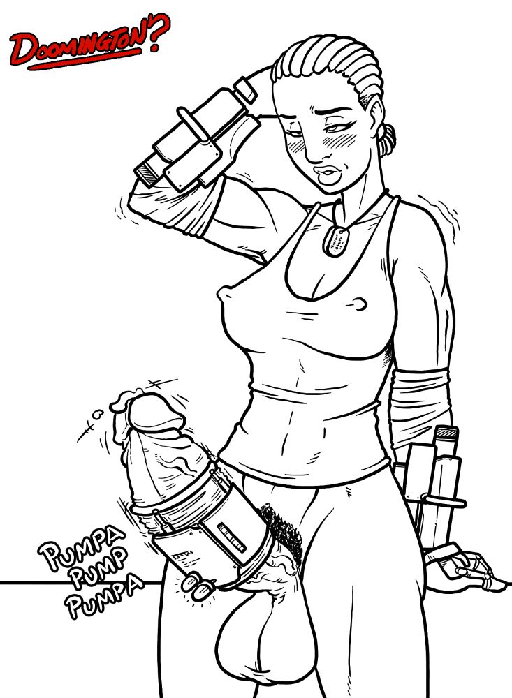 A futanari Jacqui Briggs relaxing as a high tech ona-hole wrapped around her dick teases and edges her