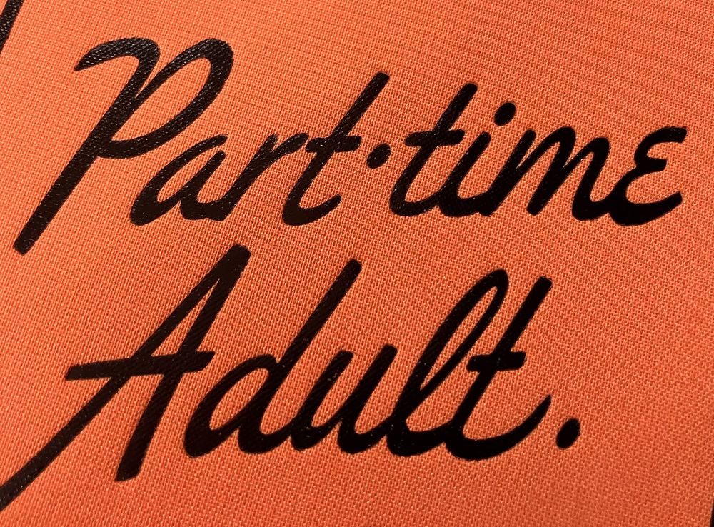 A book cover with Part Time Adult written on the front