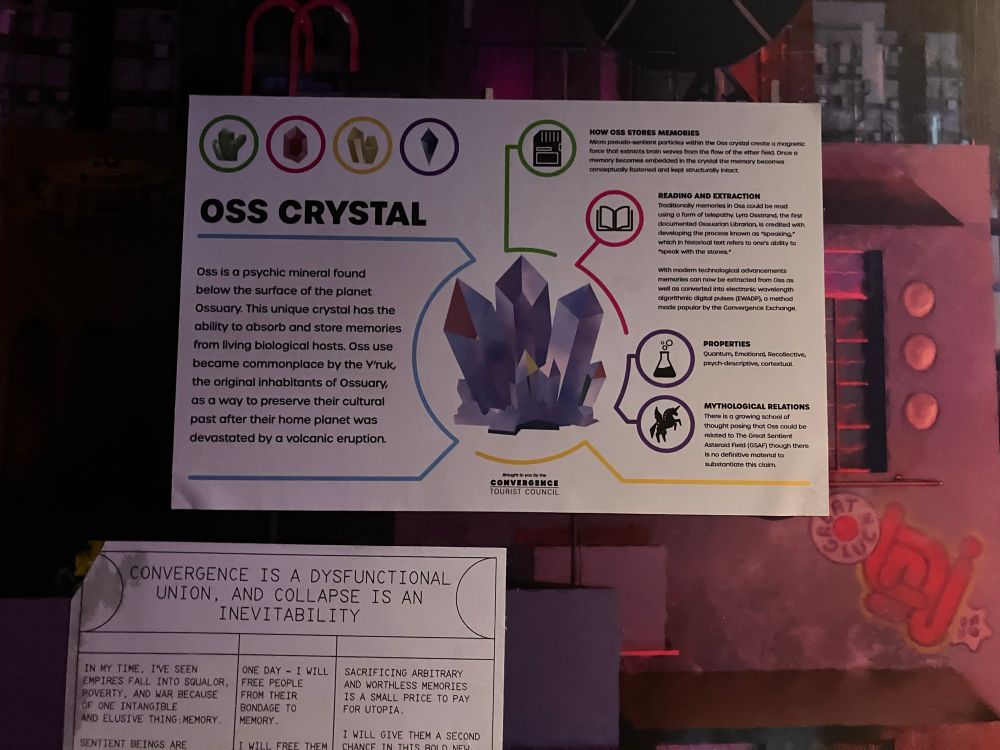A board that says OSS crystal. 