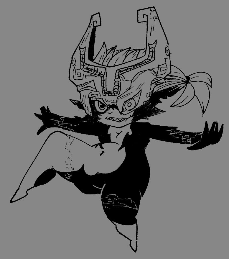 line art of Midna from Zelda Twilight Princess