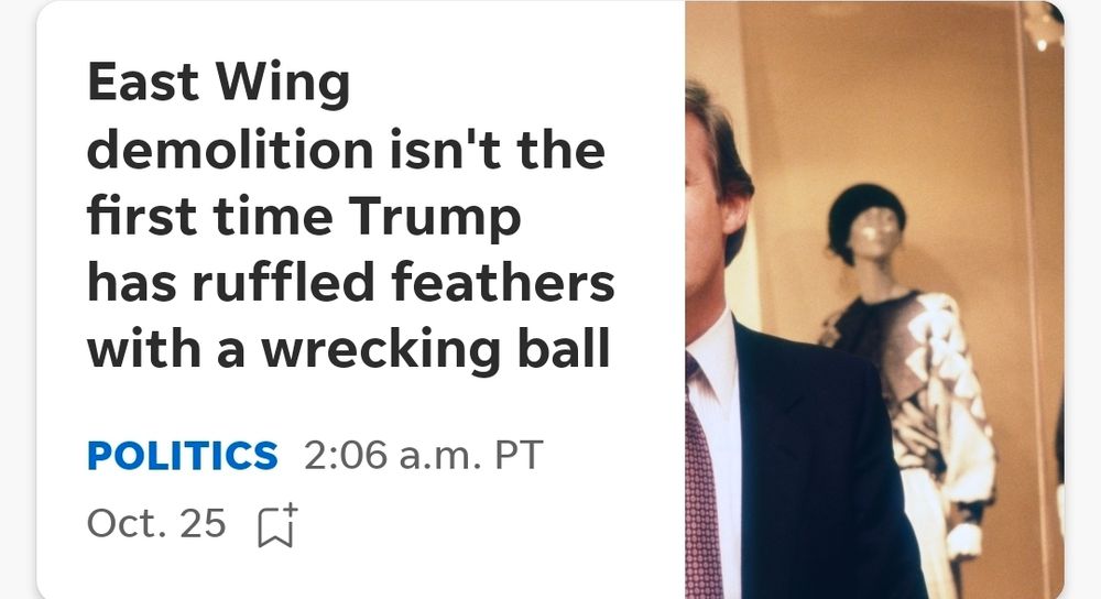 USA today headline from 10.25
East Wing demolition isn't the first time trump has ruffled feathers with a wrecking ball