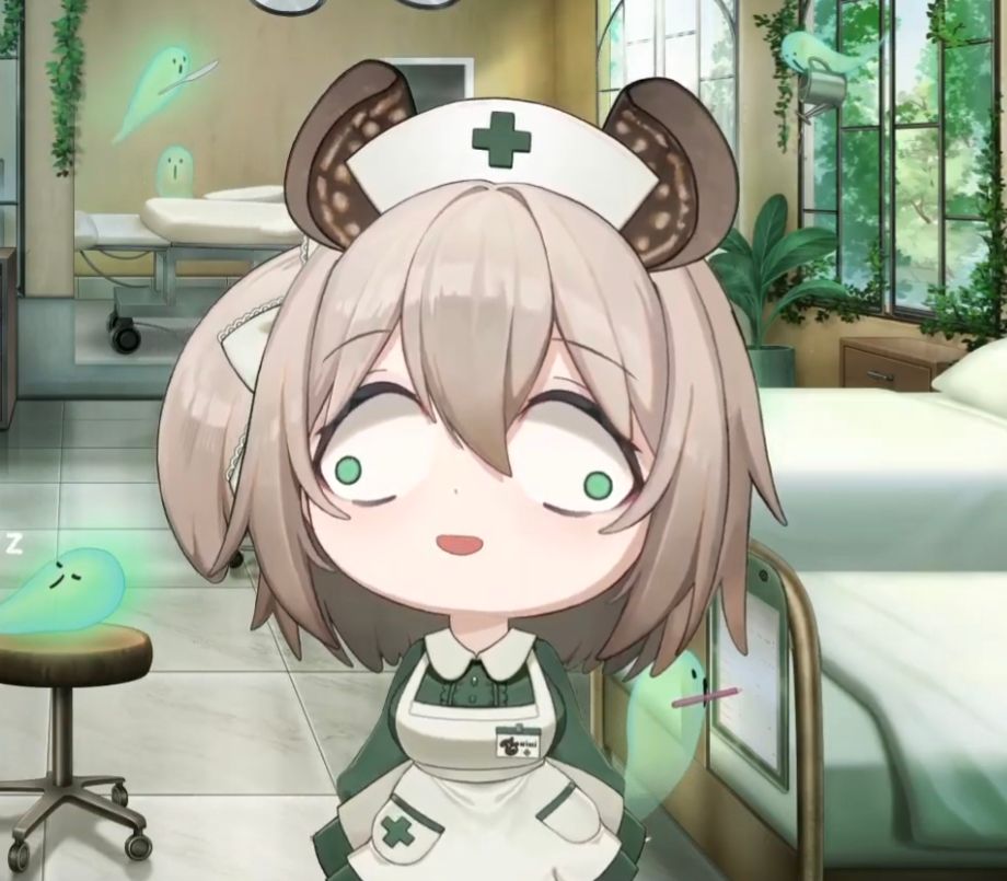 vtuber Nimi Nightmare eyes wide, baggy, looking in opposite directions