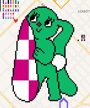 Pixel art of the checker-eared rabbit