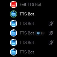 Discord voice chat consisting of 5 TTS Bots and an Evil TTS Bot
