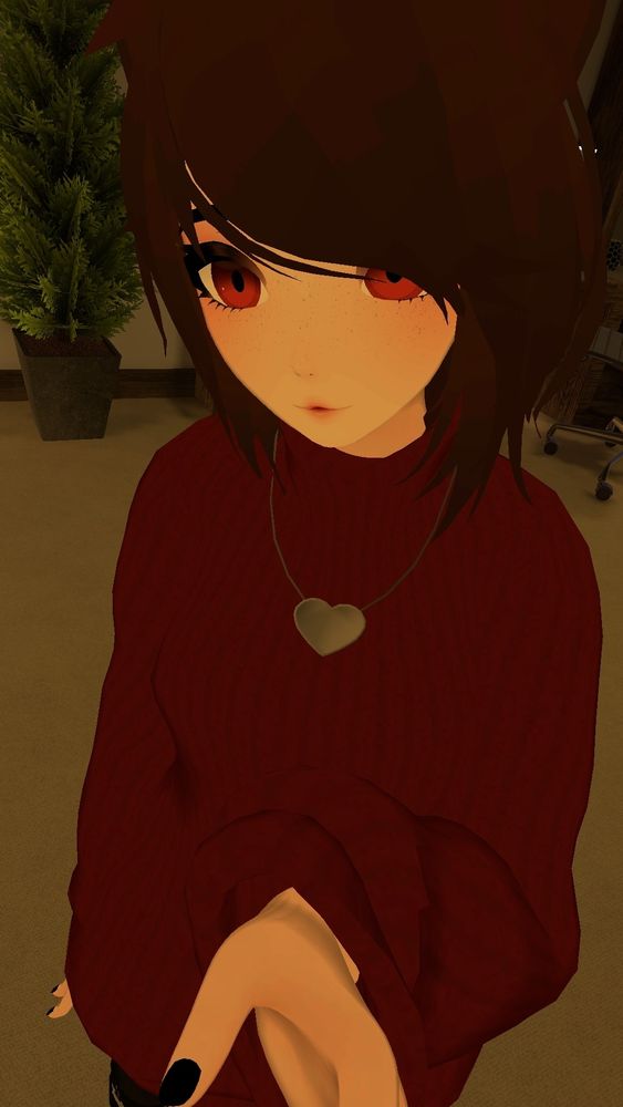 Another VRChat Selfie of the brown haired girl this time standing.