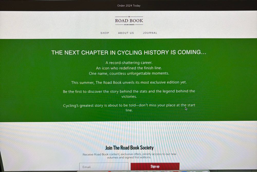 Road Book website page teasing the new project