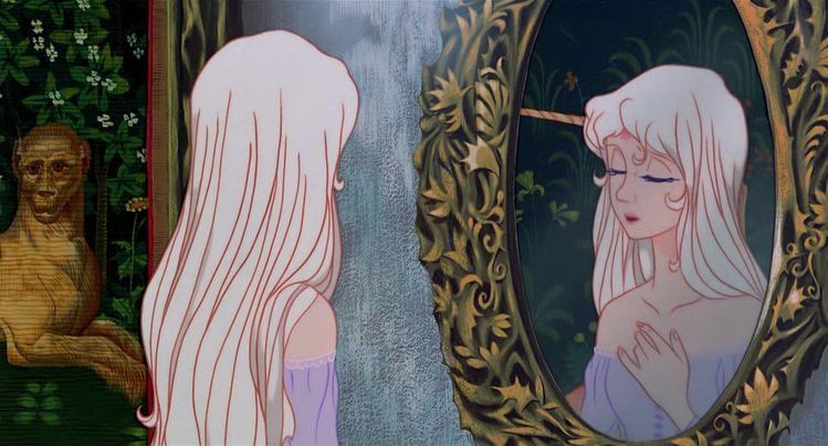 amalthea gazing into a golden mirror