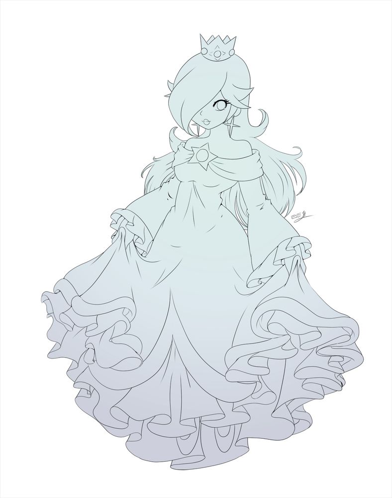 some digital lineart of Rosalina from the mario franchise
it is a work in progress, I hope I can pull off the idea I have in my head for coloring it!